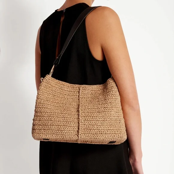 Strathberry Lana hobo raffia black bag leather straps handmade in Spain - Picture 12 of 12
